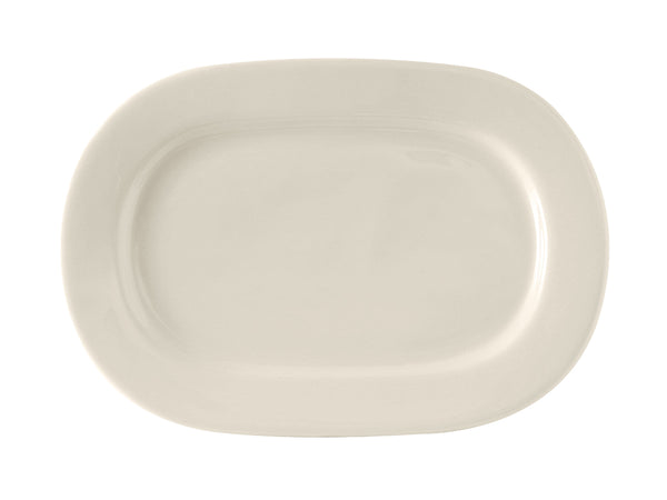 Tuxton Oval Platter 13 ⅛" x 9 ⅛" Rectangles Eggshell Wide Rim