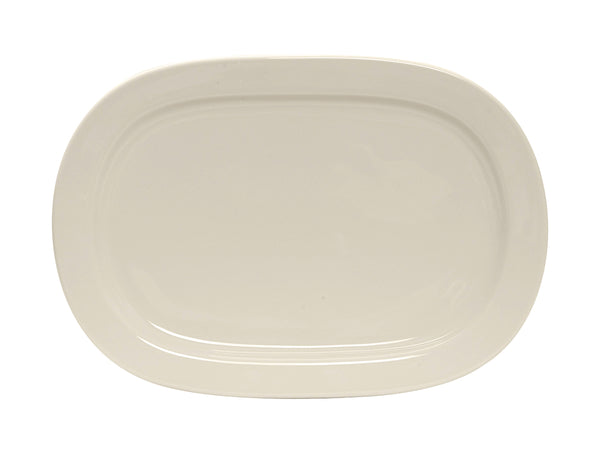 Tuxton Oval Platter 13 ⅛" x 9 ⅛" Rectangles Eggshell Mid Rim