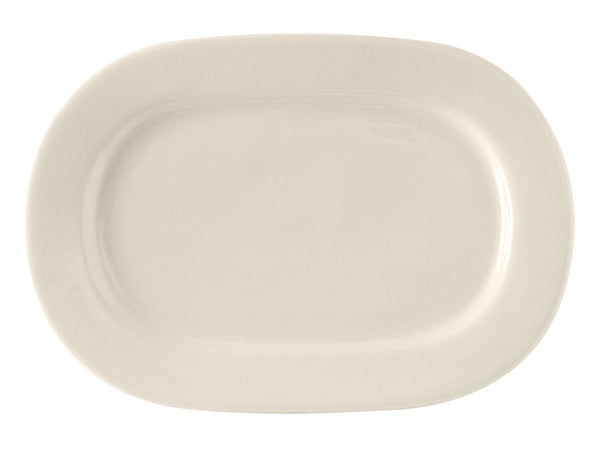 Tuxton Oval Platter 15" x 10 ¾" Rectangles Eggshell Wide Rim