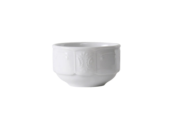 Tuxton Stackable Bouillon Cup 10 oz Chicago Porcelain White Embossed