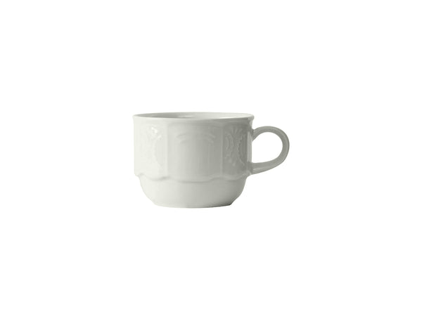 Tuxton Stackable Espresso Cup 3 oz Chicago Porcelain White Embossed