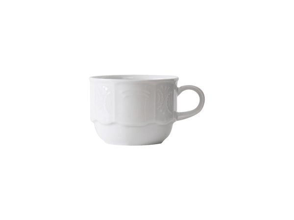 Tuxton Stackable Cup Mug 4 ¼" x 3 ¼" x 2 ¼" Chicago Porcelain White Embossed_0