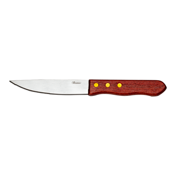 STEAK KNIFE RED WOOD HANDLE - SATIN_0