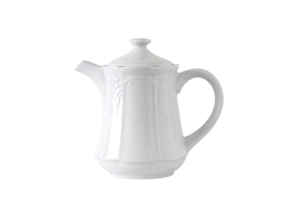 Tuxton Coffee/Tea Pot with Lid Coffee/Tea Pot with Lid 6 ⅝" x 6" Chicago Porcelain White Embossed_0