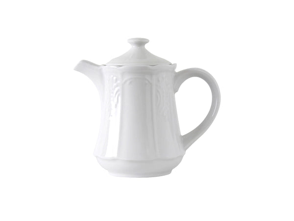Tuxton Coffee/Tea Pot with Lid 18 oz Chicago Porcelain White Embossed