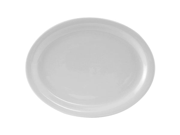 Tuxton Oval Platter Platter 11 ⅛" x 8 ⅝" Colorado Porcelain White Narrow Rim_0