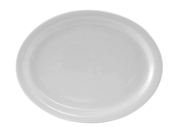 Tuxton Oval Platter 13 ⅛" x 10 ⅛" Colorado Porcelain White Narrow Rim