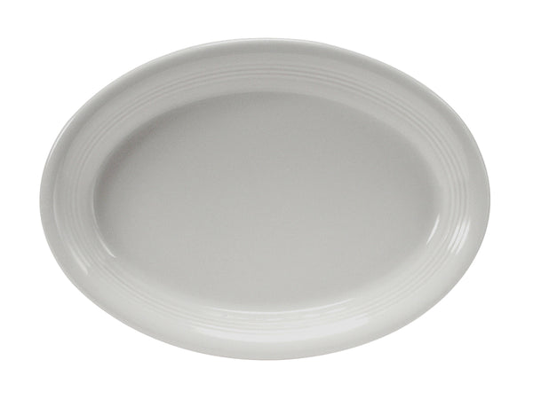 Tuxton Oval Platter Coupe Platter 13 ½" x 9 ¾" Concentrix White_0