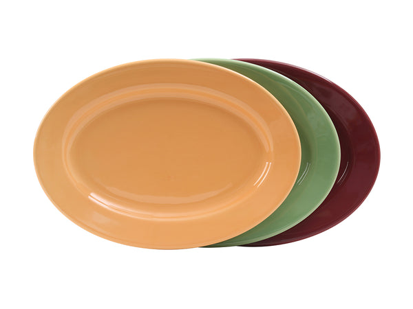 Tuxton Oval Platter 14 ⅛" x 10 ¼" Serving Pieces B/scotch Cranberry & Pistachio