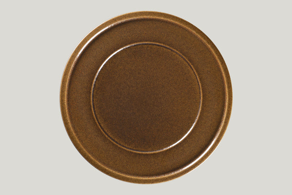 FLAT PLATE WITH RIM, 12.6"D, RUST_0