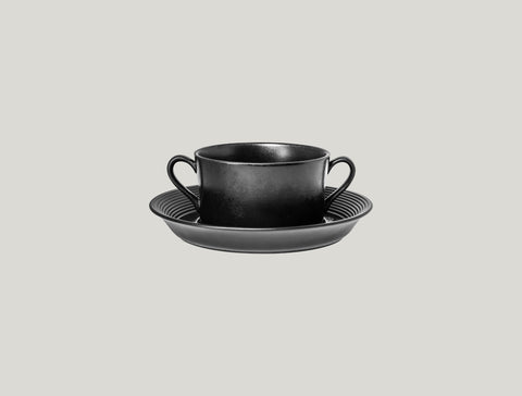 CREAM SOUP BOWL - 2 HANDLES, 4.35"D, 2.35"H, 11.85 OZ, BLACK_1