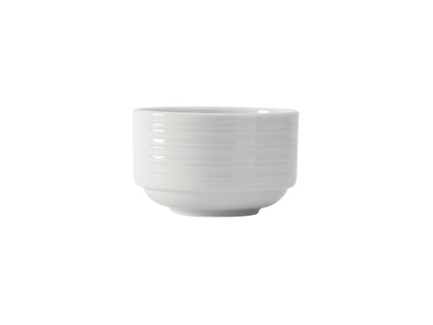 Tuxton Stackable Bouillon Stackable Bouillon Cup 3 ⅞" x 2 ⅜” Pacifica Porcelain White Embossed_1