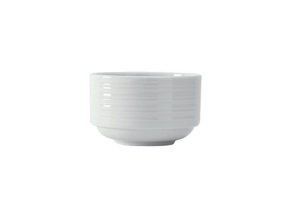 Tuxton Stackable Bouillon Cup 9 oz Pacifica Porcelain White Embossed