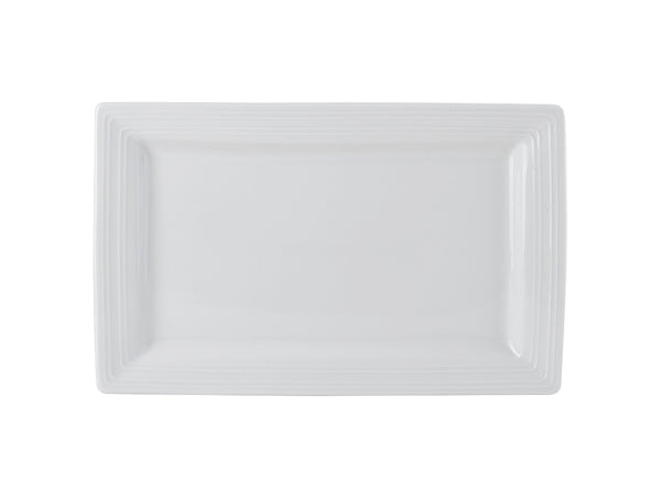 Tuxton Rectangle Plate 11" x 6 ⅞" x 1 ⅛" Pacifica Porcelain White Embossed_0