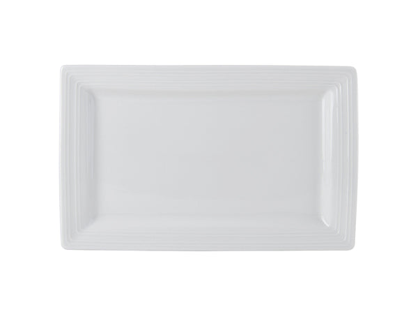 Tuxton Rectangle Plate 11" x 6 ⅞" x 1 ⅛" Pacifica Porcelain White Embossed