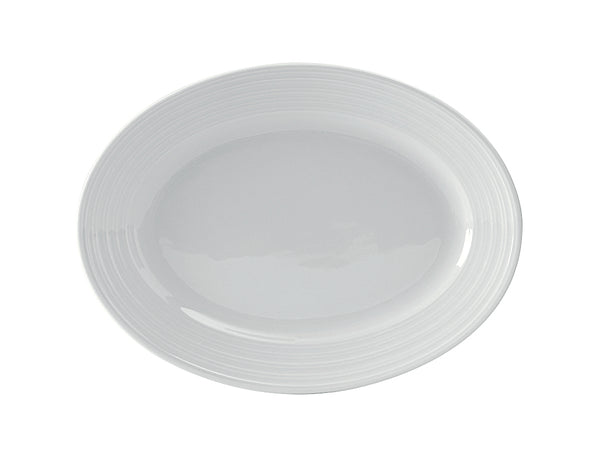 Tuxton Oval Platter 12 ⅝" x 9 ⅜” Pacifica Porcelain White Embossed