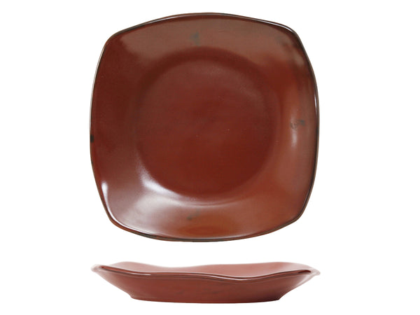 Tuxton Square Pasta Coupe Plate 10 ½" x 10 ½" x 1 ½" Artisan Red Rock_0