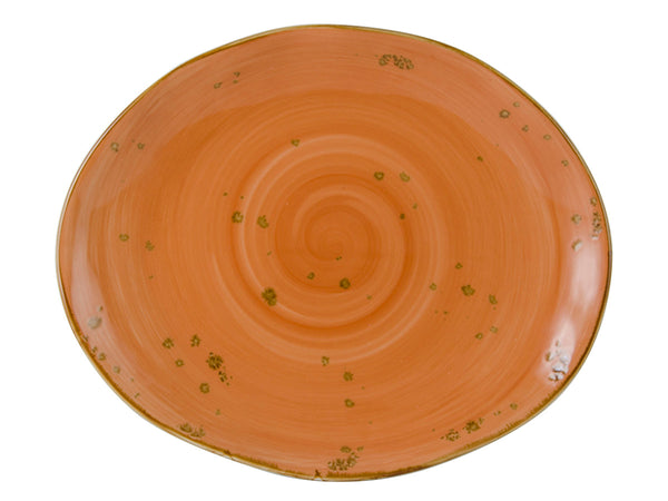 Tuxton Platter 13 ¼" x 11" Artisan Geode Coral