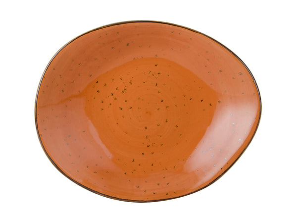 Tuxton Ellipse Plate 12" x 9 ¾" x 2" Artisan Geode Coral_0