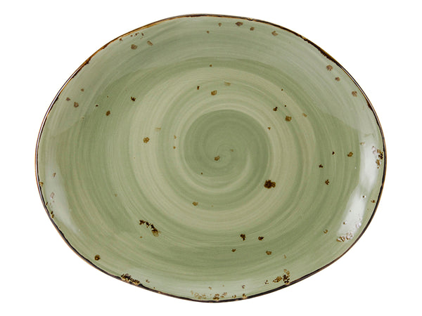 Tuxton Platter 13 ¼" x 11" Artisan Geode Olive