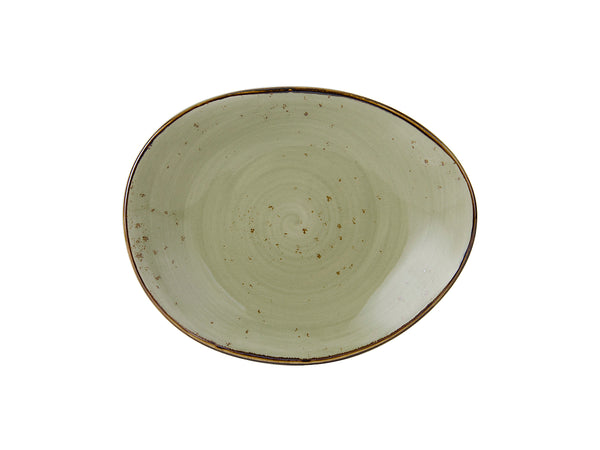 Tuxton Ellipse Plate 8 ⅜" x 1 ½" Artisan Geode Olive