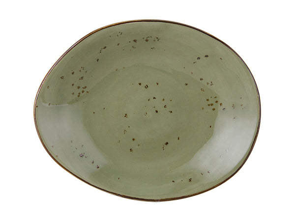 Tuxton Ellipse Plate 12" x 2" Artisan Geode Olive_0