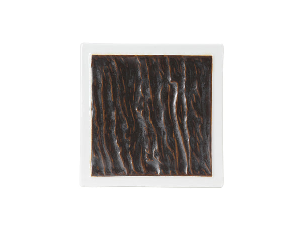 Tuxton Square Plate 6" x 6" Kona Lava/Porcelain White_0