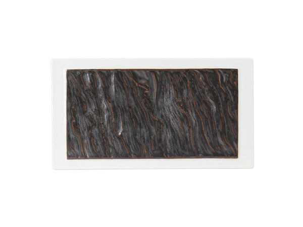 Tuxton Rectangle Plate 10" x 5 ½" Kona Lava/Porcelain White