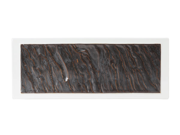 Tuxton Rectangle Plate 14" x  5 ½" Kona Lava/Porcelain White_0