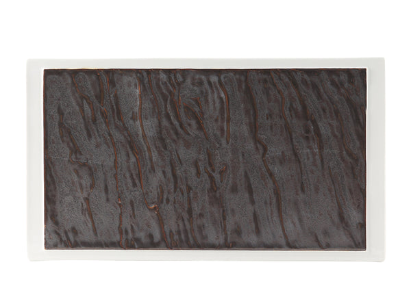 Tuxton Rectangle Plate 14" x 8" Kona Lava/Porcelain White_0