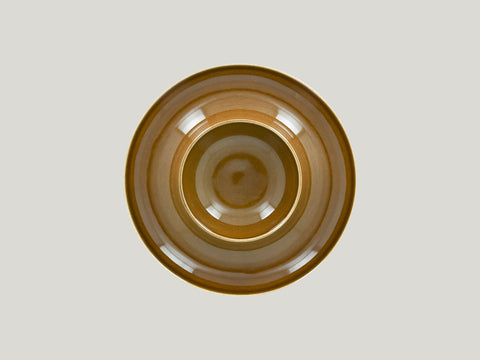 ROUND PLATE WITH HOLLOW CENTRAL SECTION - ASHORE, 9.85"D, CARAMEL_1