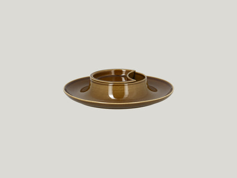 ROUND PLATE WITH HOLLOW CENTRAL SECTION - ASHORE, 9.85"D, CARAMEL_4