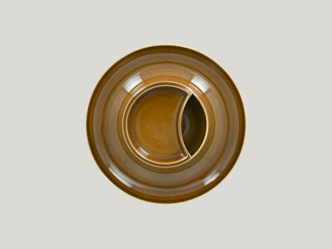 ROUND PLATE WITH HOLLOW CENTRAL SECTION - ASHORE, 9.85"D, CARAMEL_5