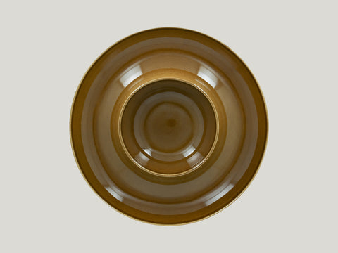 ROUND PLATE WITH HOLLOW CENTRAL SECTION - ASHORE, 11.6"D, CARAMEL_1