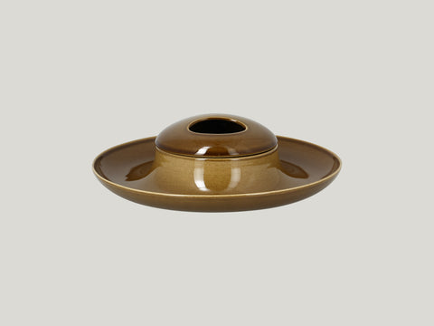 ROUND PLATE WITH HOLLOW CENTRAL SECTION - ASHORE, 11.6"D, CARAMEL_2