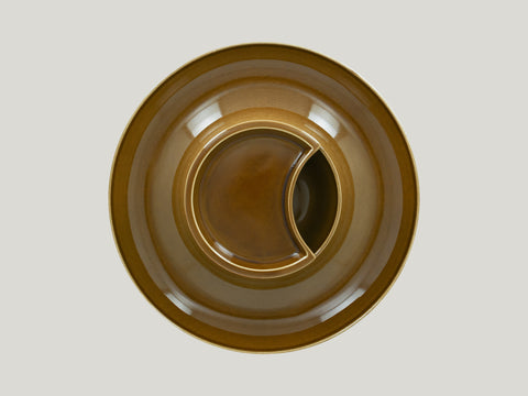 ROUND PLATE WITH HOLLOW CENTRAL SECTION - ASHORE, 11.6"D, CARAMEL_5