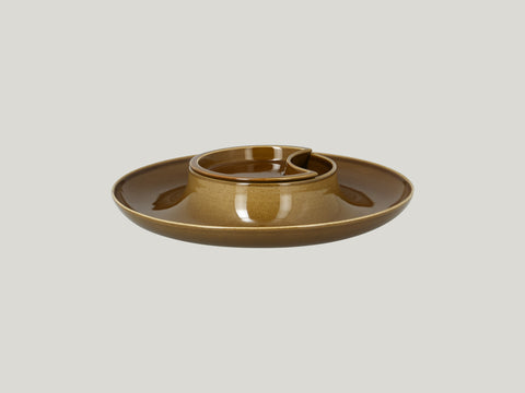 ROUND PLATE WITH HOLLOW CENTRAL SECTION - ASHORE, 11.6"D, CARAMEL_4