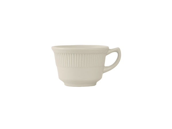 Tuxton Short Cup Mug 4 ⅜" x 3 ¾" x 2 ½" Hampshire Eggshell Embossed_0