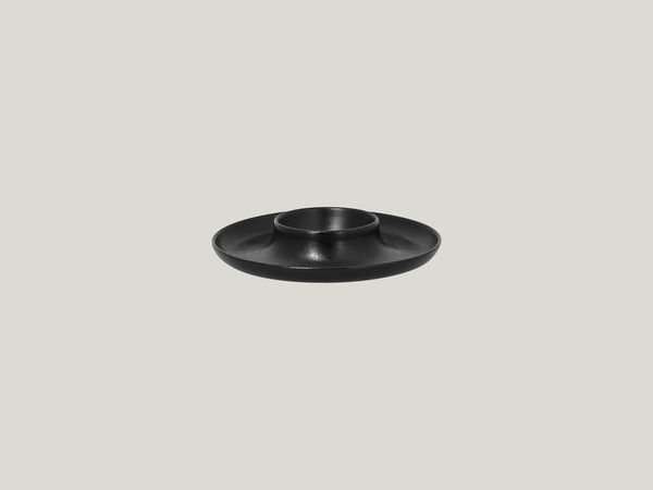 ROUND PLATE WITH HOLLOW CENTRAL SECTION - ASHORE, 7.5"D, BLACK_0