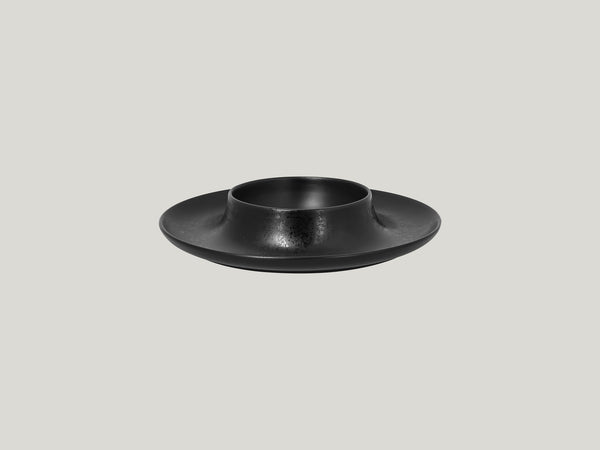 ROUND PLATE WITH HOLLOW CENTRAL SECTION - ASHORE, 9.85"D, BLACK_0