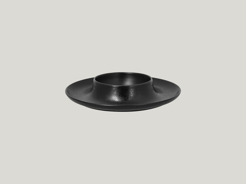 ROUND PLATE WITH HOLLOW CENTRAL SECTION - ASHORE, 9.85"D, BLACK_0