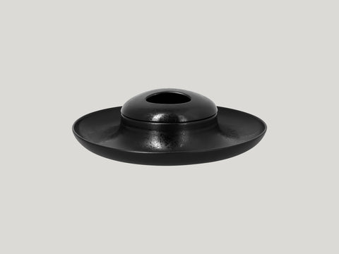 ROUND PLATE WITH HOLLOW CENTRAL SECTION - ASHORE, 11.6"D, BLACK_2