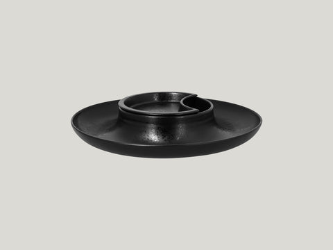 ROUND PLATE WITH HOLLOW CENTRAL SECTION - ASHORE, 11.6"D, BLACK_4