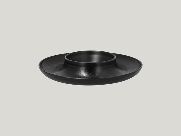 ROUND PLATE WITH HOLLOW CENTRAL SECTION - ASHORE, 11.6"D, BLACK_0