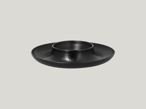 ROUND PLATE WITH HOLLOW CENTRAL SECTION - ASHORE, 11.6"D, BLACK_0