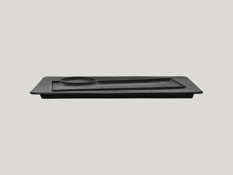 RECTANGULAR PLATE, 2 ZONES - CREATE, 13.8"L, 8.65"W, BLACK_1