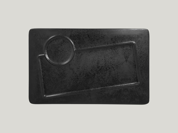 RECTANGULAR PLATE, 2 ZONES - CREATE, 13.8"L, 8.65"W, BLACK_0