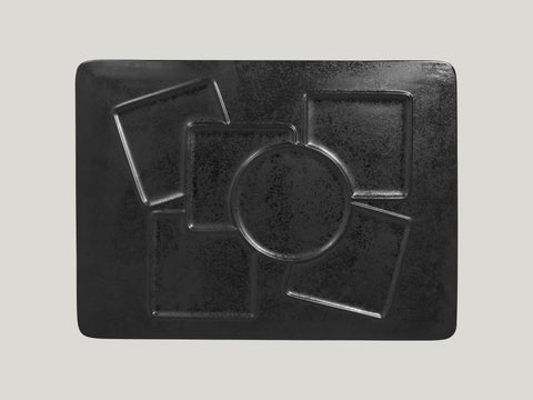 RECTANGULAR PLATE, 6 ZONES - CREATE, 14.55"L, 10.65"W, BLACK_0