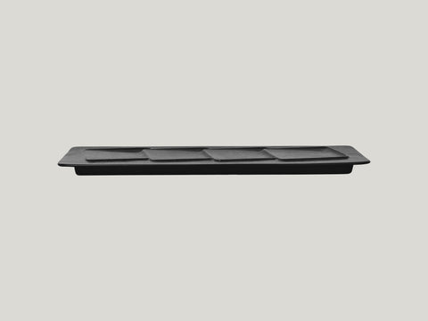 RECTANGULAR PLATE, 4 ZONES - CREATE, 14.55"L, 5.5"W, BLACK_1