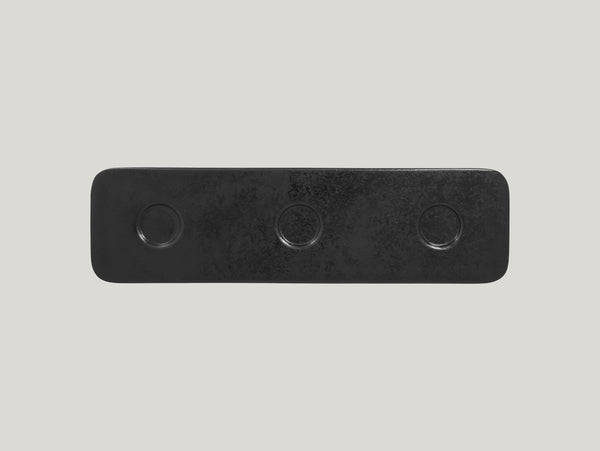 RECTANGULAR TRAY, 3 INDENTS - SHAPED, 14.15"L, 3.95"W, BLACK_0